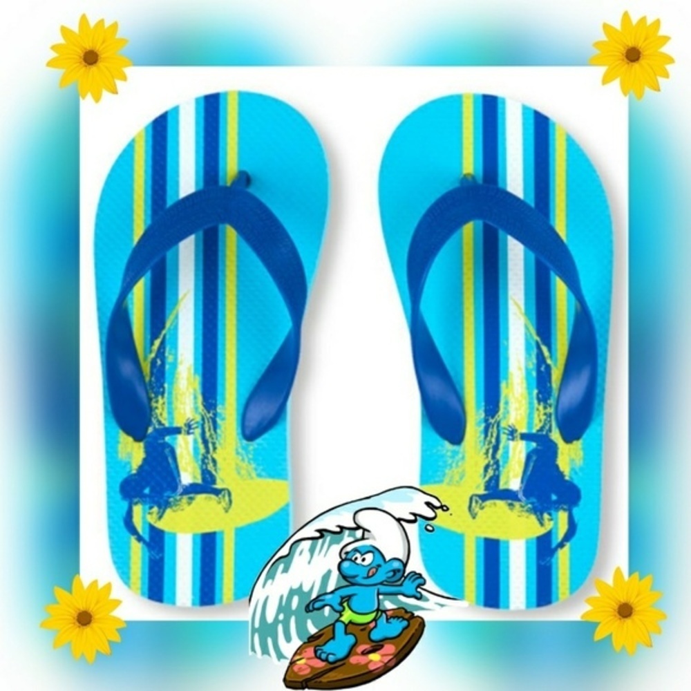 Children’s Place ✦ Blue Striped Flip Flops ✦ Foam Sandals w/ Strap Toddler 4